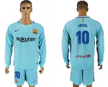 Barcelona #10 Messi Away Long Sleeves Soccer Club Jersey