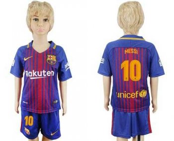 Barcelona #10 Messi Home Kid Soccer Club Jersey