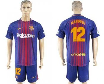 Barcelona #12 Rafinha Home Soccer Club Jersey