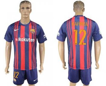 Barcelona #12 Rafinha Home Soccer Club Jersey