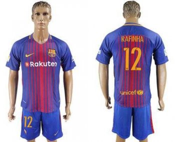 Barcelona #12 Rafinha Home Soccer Club Jersey