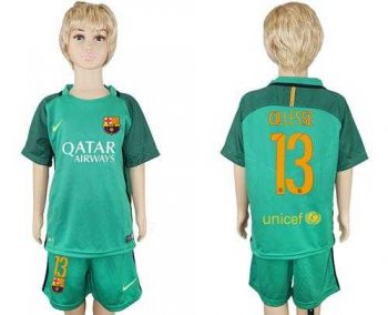 Barcelona #13 Cillesse Green Goalkeeper Kid Soccer Club Jersey