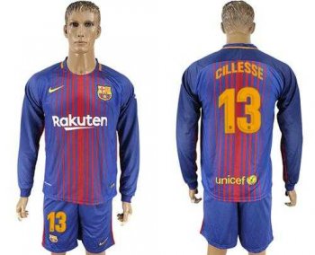 Barcelona #13 Cillesse Home Long Sleeves Soccer Club Jersey