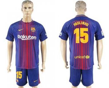 Barcelona #15 Paulinho Home Soccer Club Jersey