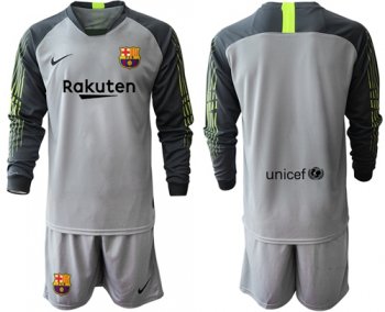 Barcelona Blank Grey Goalkeeper Long Sleeves Soccer Club Jersey