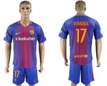 Barcelona #17 Elhadda Home Soccer Club Jersey