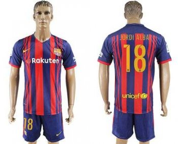 Barcelona #18 Jordi Alba Home Soccer Club Jersey