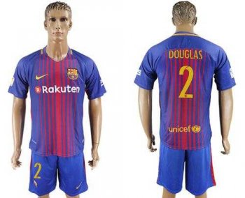 Barcelona #2 Douglas Home Soccer Club Jersey