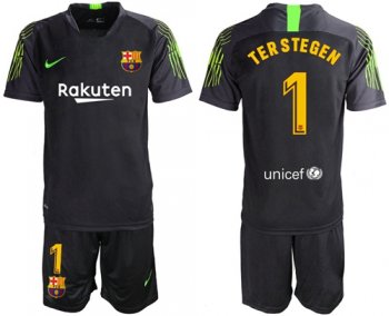 Barcelona #1 Ter Stegen Black Goalkeeper Soccer Club Jersey