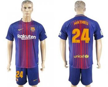 Barcelona #24 Mathieu Home Soccer Club Jersey