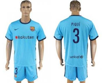 Barcelona #3 Pique Away Soccer Club Jersey