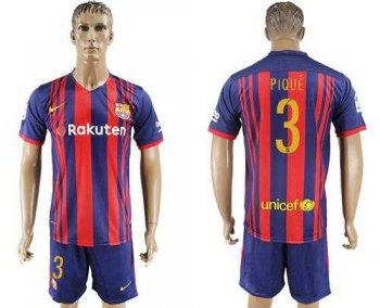 Barcelona #3 Pique Home Soccer Club Jersey