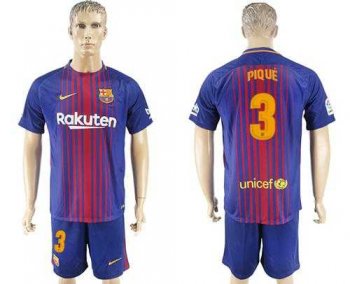 Barcelona #3 Pique Home Soccer Club Jersey