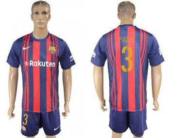 Barcelona #3 Pique Home Soccer Club Jersey