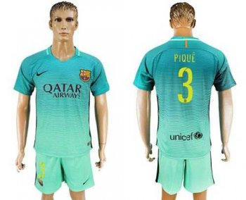 Barcelona #3 Pique Sec Away Soccer Club Jersey