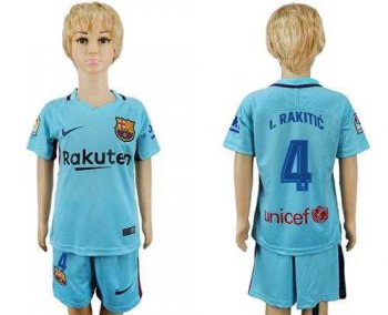 Barcelona #4 I.Rakitic Away Kid Soccer Club Jersey