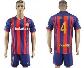 Barcelona #4 I.Rakitic Home Soccer Club Jersey