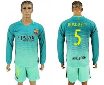 Barcelona #5 Busquets Sec Away Long Sleeves Soccer Club Jersey