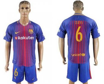 Barcelona #6 Xavi Home Soccer Club Jersey