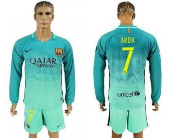 Barcelona #7 Arda Sec Away Long Sleeves Soccer Club Jersey