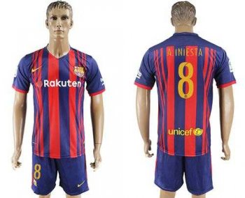 Barcelona #8 A.Iniesta Home Soccer Club Jersey