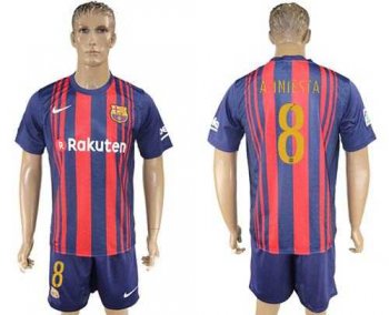 Barcelona #8 A.Iniesta Home Soccer Club Jersey