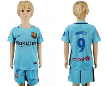 Barcelona #9 Suarez Away Kid Soccer Club Jersey