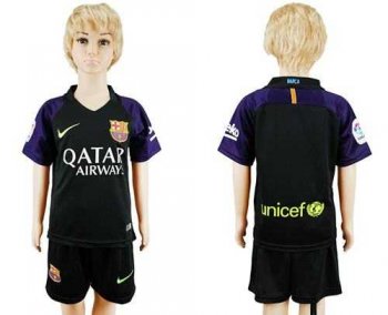 Barcelona Blank Black Goalkeeper Kid Soccer Club Jersey