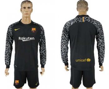 Barcelona Blank Black Goalkeeper Long Sleeves Soccer Club Jersey