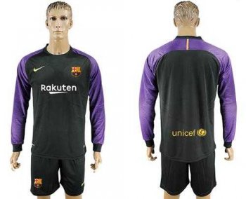 Barcelona Blank Black Goalkeeper Long Sleeves Soccer Club Jersey