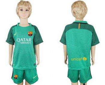 Barcelona Blank Green Goalkeeper Kid Soccer Club Jersey