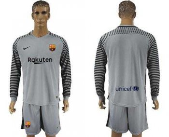 Barcelona Blank Grey Goalkeeper Long Sleeves Soccer Club Jersey