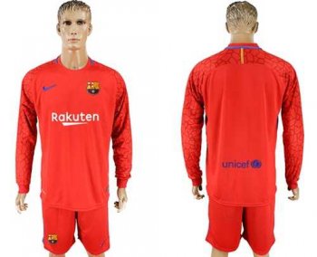 Barcelona Blank Red Goalkeeper Long Sleeves Soccer Club Jersey