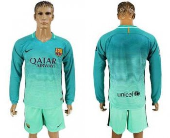 Barcelona Blank Sec Away Long Sleeves Soccer Club Jersey