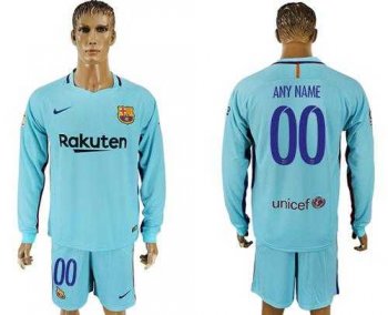 Barcelona Personalized Away Long Sleeves Soccer Club Jersey