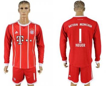 Bayern Munchen #1 Neuer Home Long Sleeves Soccer Club Jersey