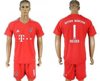 Bayern Munchen #1 Neuer Red Goalkeeper Soccer Club Jersey