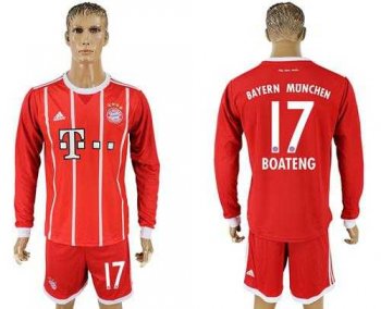 Bayern Munchen #17 Boateng Home Long Sleeves Soccer Club Jersey