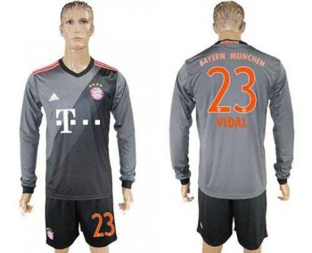 Bayern Munchen #23 Vidal Away Long Sleeves Soccer Club Jersey