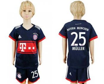 Bayern Munchen #25 Muller Away Kid Soccer Club Jersey