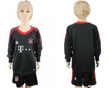 Bayern Munchen Blank Black Goalkeeper Long Sleeves Kid Soccer Club Jersey