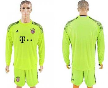 Bayern Munchen Blank Shiny Green Goalkeeper Long Sleeves Soccer Club Jersey