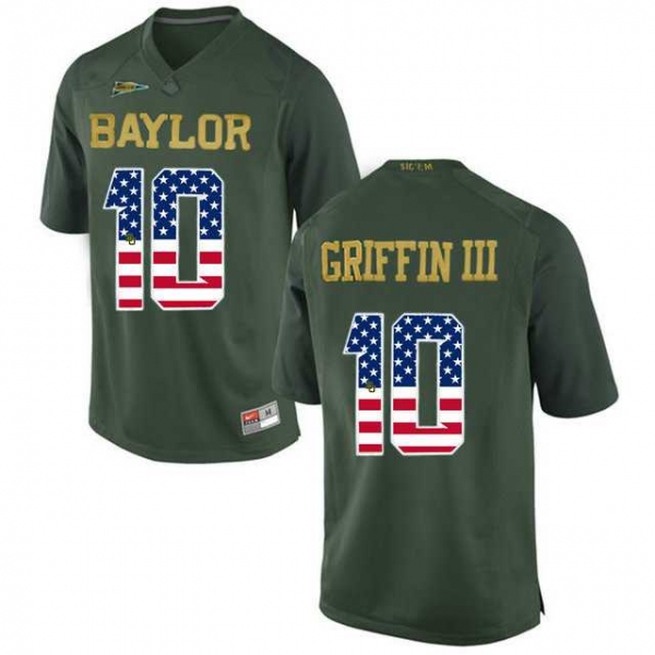 Baylor Bears #10 Rebort Griffin III Green USA Flag College Football Jersey