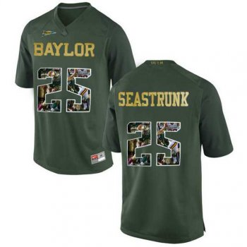 Baylor Bears #25 Lache Seastrunk Green With Portrait Print College Football Jersey