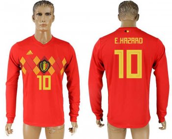 Belgium #10 E.HAZARD Home 2018 FIFA World Cup Long Sleeve Thailand Soccer Jersey