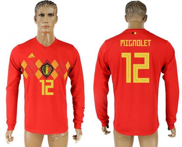 Belgium #12 MIGNOLET Home 2018 FIFA World Cup Soccer Jersey