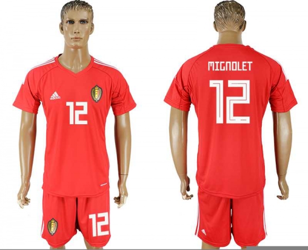 Belgium #12 MIGNOLET Red Goalkeeper 2018 FIFA World Cup Soccer Jersey