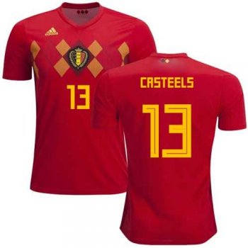 Belgium #13 Casteels Red Home Soccer Country Jersey