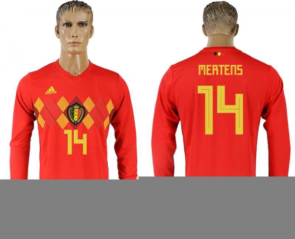 Belgium #14 MERTENS Home 2018 FIFA World Cup Long Sleeve Thailand Soccer Jersey