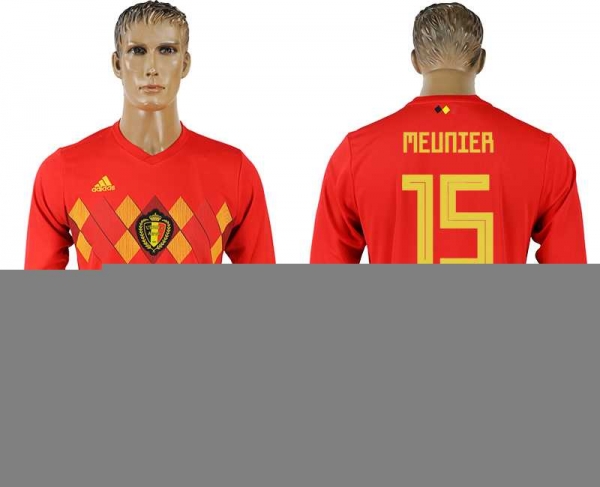 Belgium #15 MEUNIER Home 2018 FIFA World Cup Long Sleeve Thailand Soccer Jersey